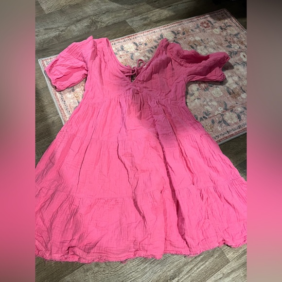 Aerie Pool to Party Cotton Dress Pink Sz Medium - Picture 9 of 13